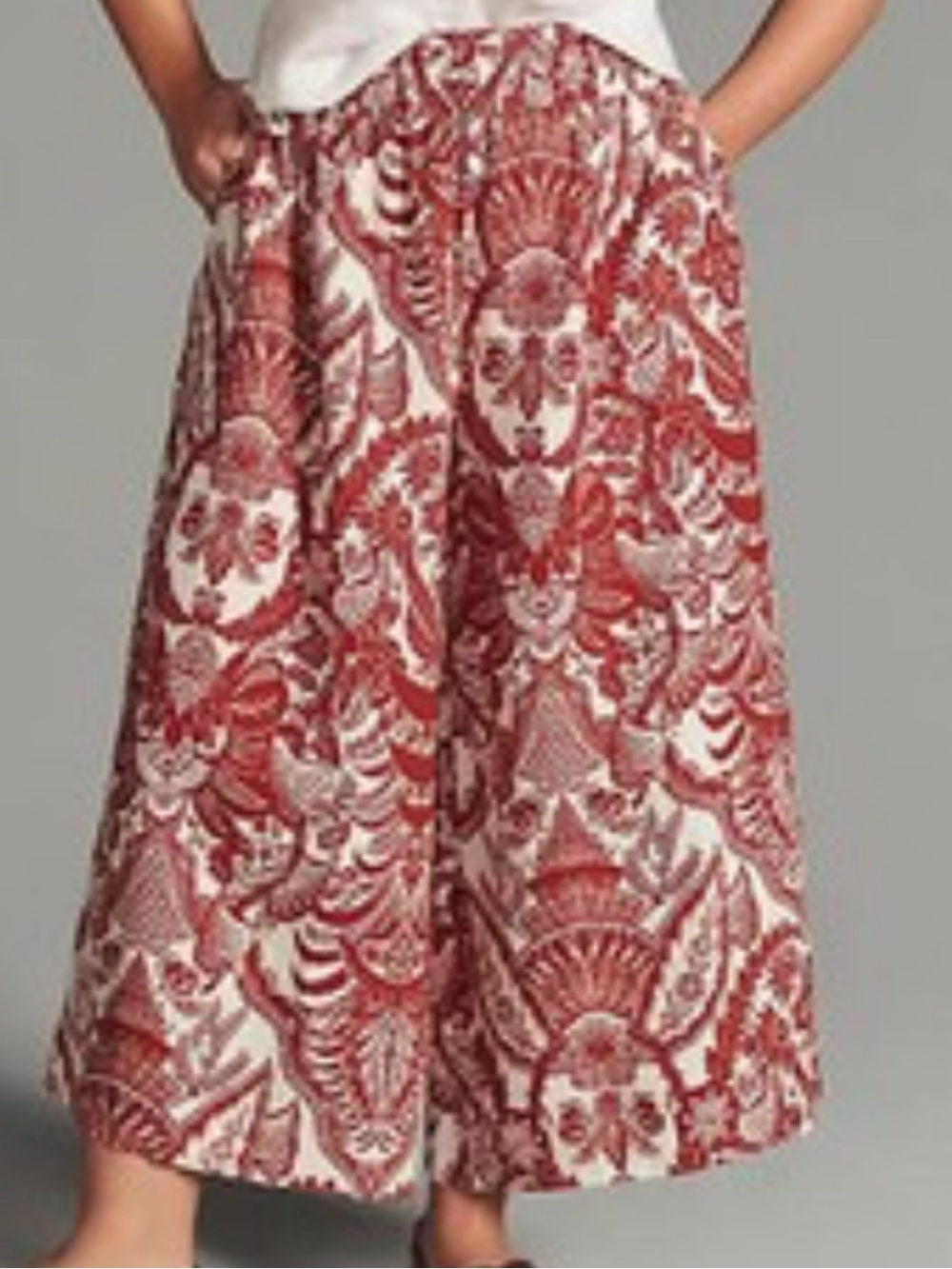 Red Patterned Wide-Leg pant